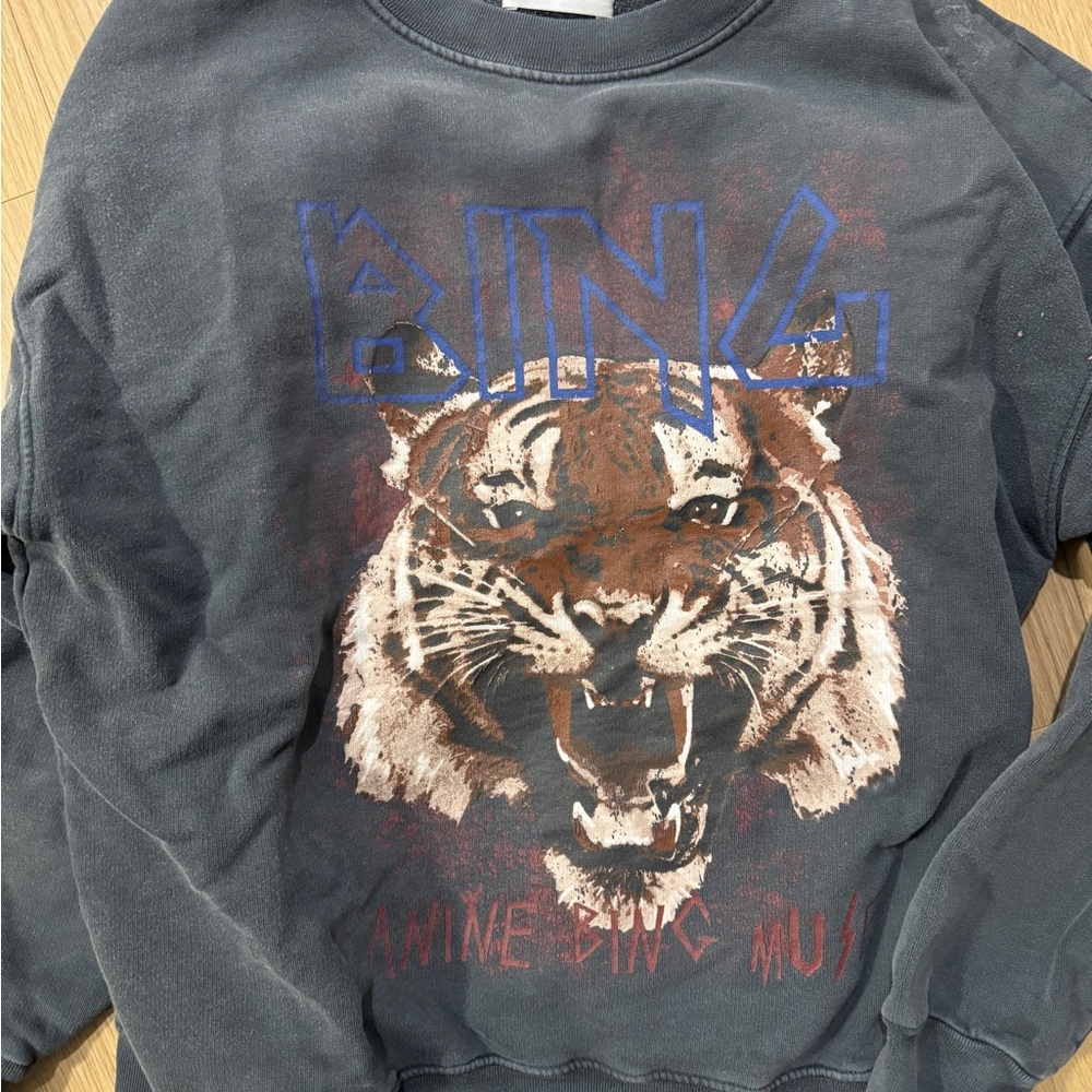 Anine Bing Gray Tiger Graphic Sweater